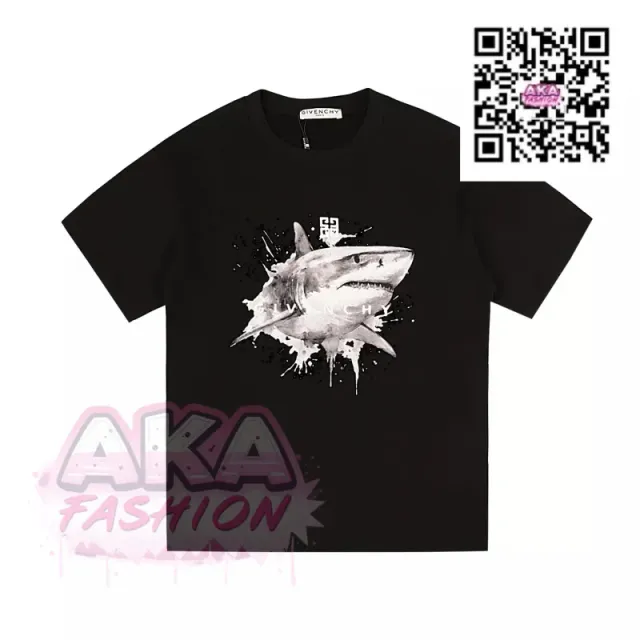 Givenchy Shark Graphic Tee Watercolor Shark Print