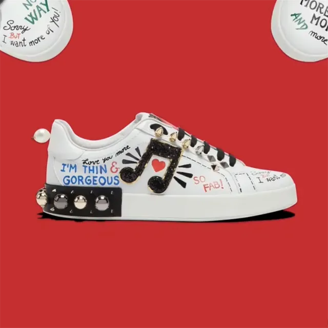 Dolce & Gabbana Sneaker Music Note & Slogan Print