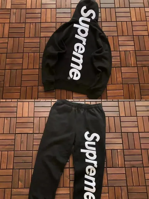 Supreme Box Logo Hoodie and Sweatpants Set Black with White Logo