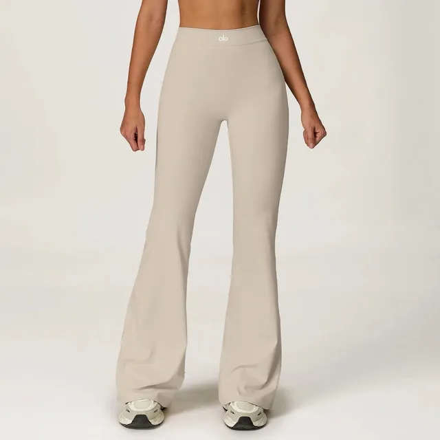 Alo Yoga High-Waisted Flared Leggings Neutral Beige
