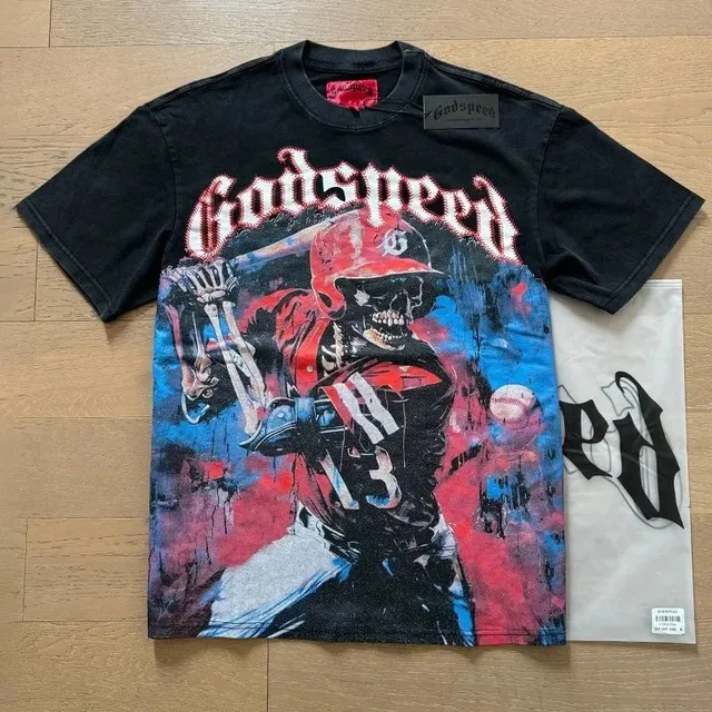 Godspeed Graphic Tee Skeleton Baseball Print