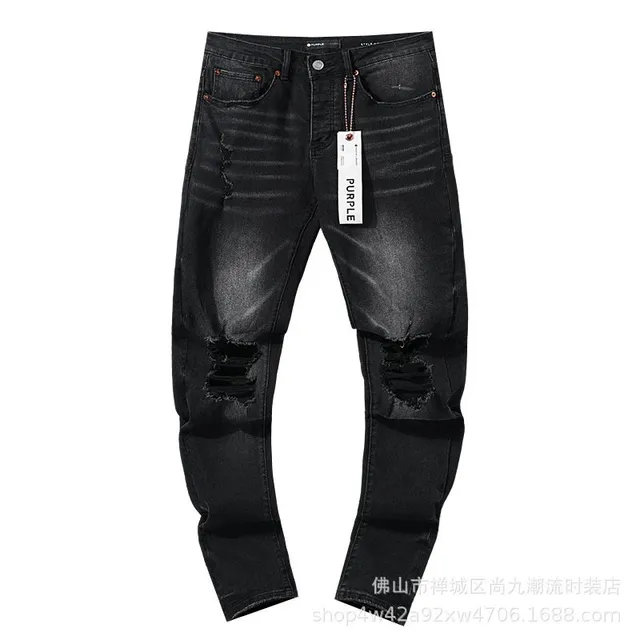 Ripped Slim Fit Jeans Distressed Black