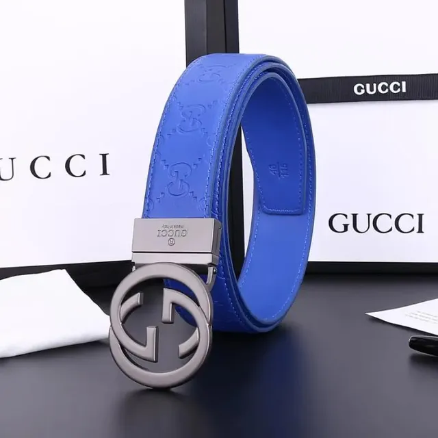 Gucci Horsebit 1955 Belt Blue Leather with Interlocking G Buckle