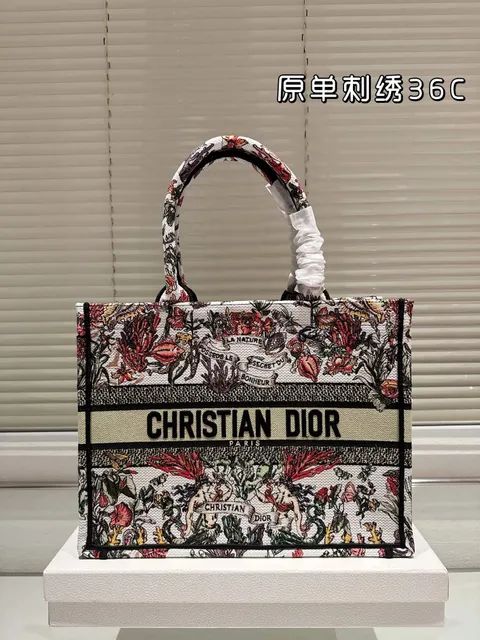 Dior Book Tote Floral Embroidered