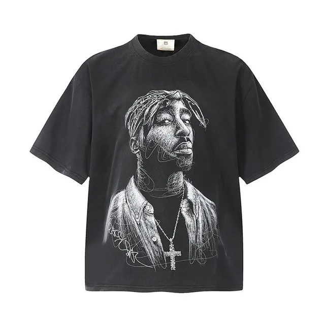 Graphic T-Shirt Tupac Sketch Print