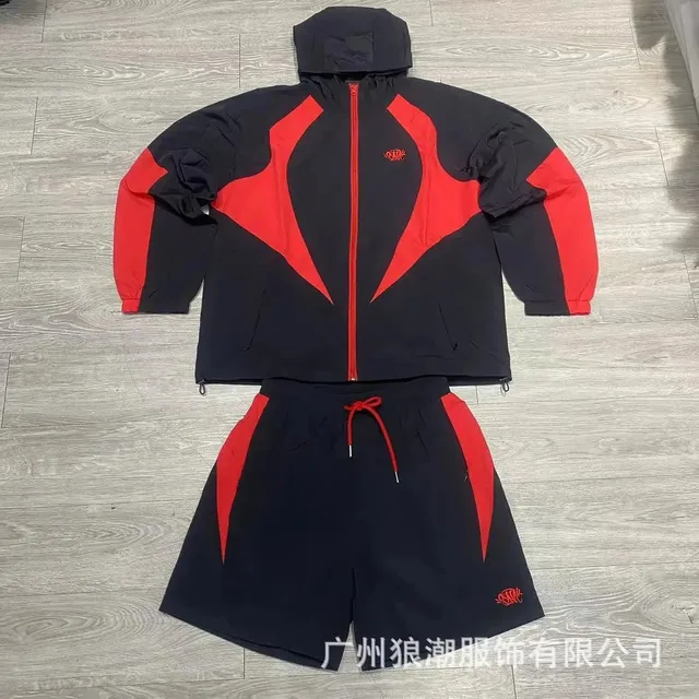 Hellstar Hooded Windbreaker and Shorts Set
