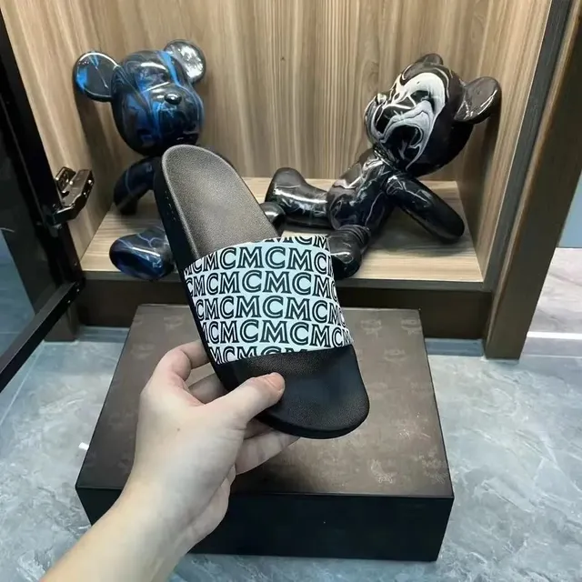 MCM Slide Sandal Logo Print