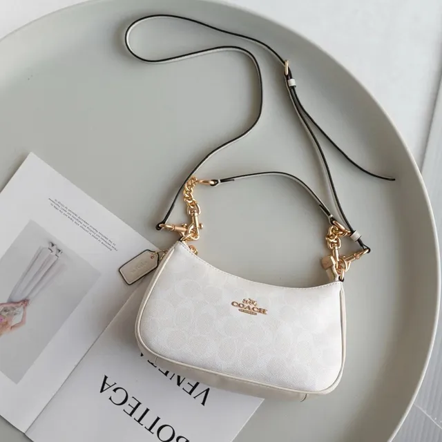 Coach Shoulder Bag White with Gold Hardware