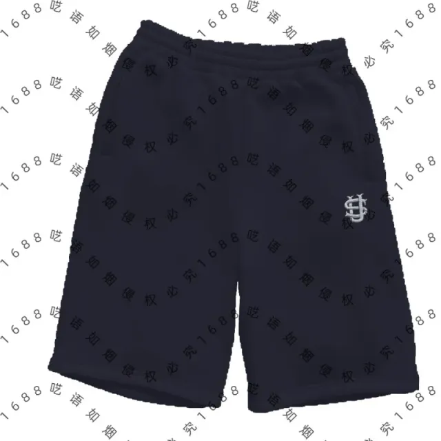 大logo深蓝色短裤