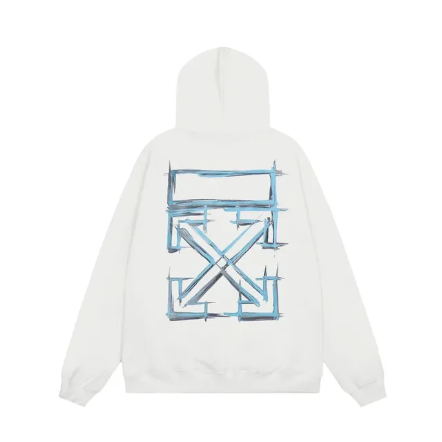 Off-White Painted Arrow Hoodie Brushstroke Blue