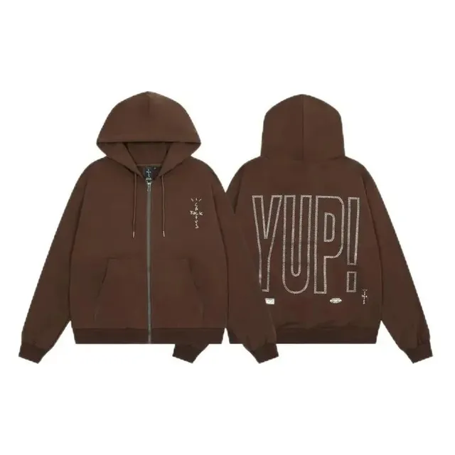 Travis Scott Zip-Up Hoodie YUP! Rhinestone Back