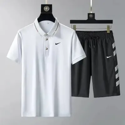 Nike Polo Shirt and Shorts Set White/Black