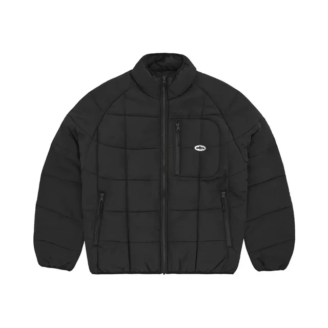 Quilted Puffer Jacket Solid Black