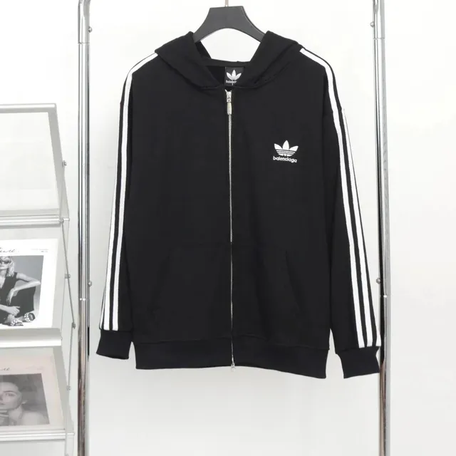 Balenciaga Zip-Up Hoodie Adidas Stripe