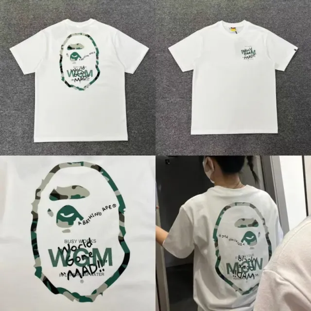 BAPE Short Sleeve T-Shirt Busy Works WGM Camo Ape Head