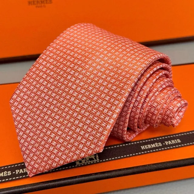 Hermès Silk Tie Herringbone Pattern