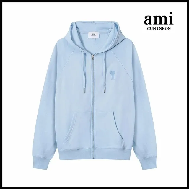 AMI Paris Zip-Up Hoodie Heart Logo