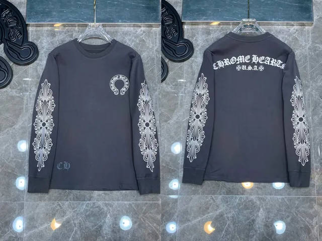 Chrome Hearts Long Sleeve Tee Ornate Sleeve Print