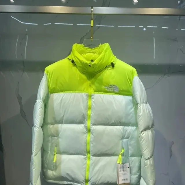 The North Face Nuptse Jacket Neon Yellow/White