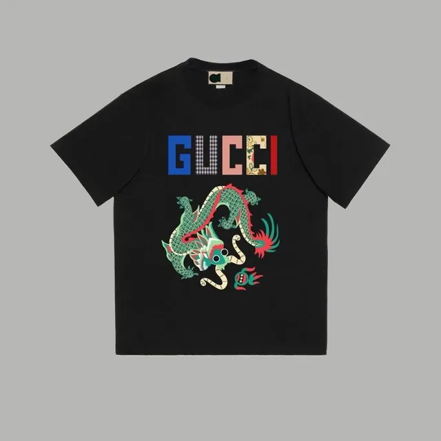 Gucci Dragon Graphic Tee Multicolor Logo & Dragon Print