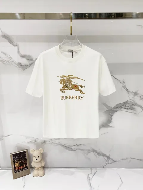 Burberry Equestrian Knight Tee Gold Logo Print