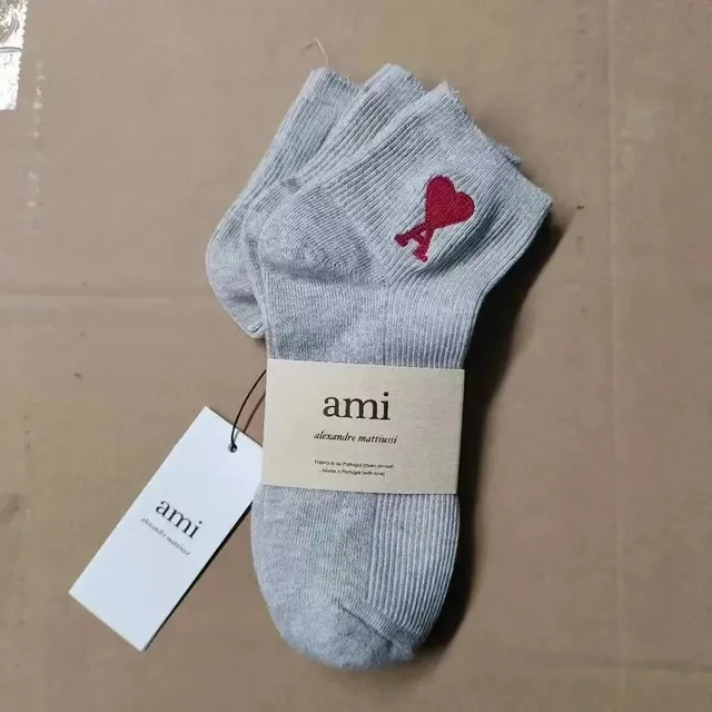 AMI Paris Logo Socks Heart Logo