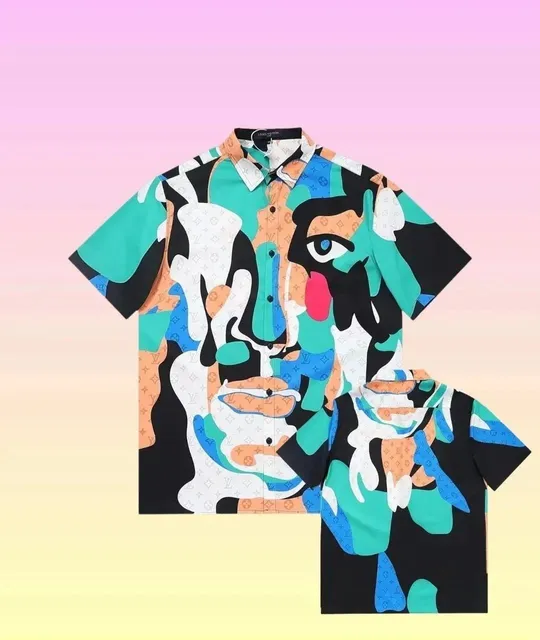 Louis Vuitton Short-Sleeve Shirt Abstract Face Print