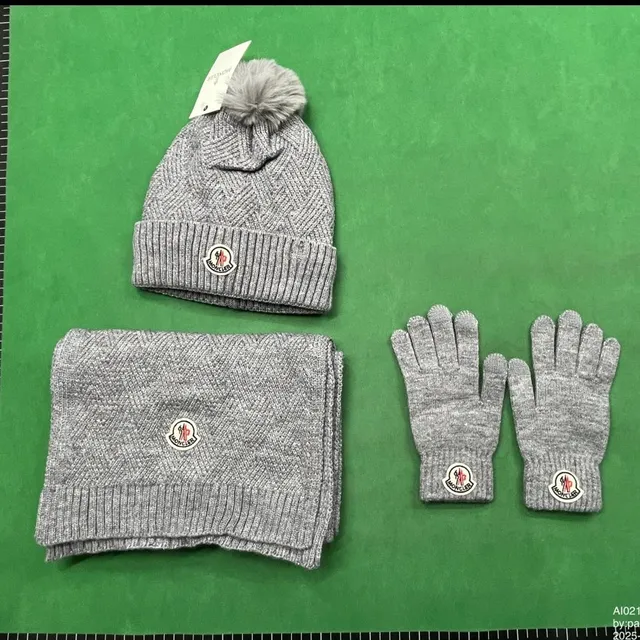 Moncler Knit Set Grey with Logo Patch