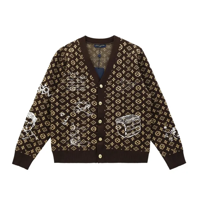 Louis Vuitton Monogram Knit Cardigan Embroidered Sketch
