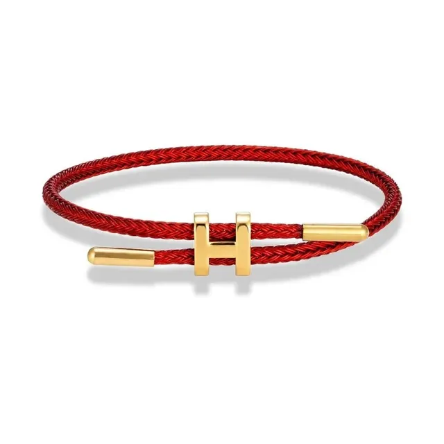 Hermès H Bracelet Red Cord with Gold H