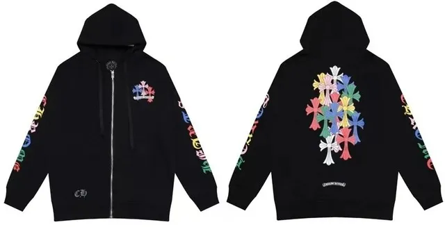 Chrome Hearts Zip-Up Hoodie Multi-Color Cross Print