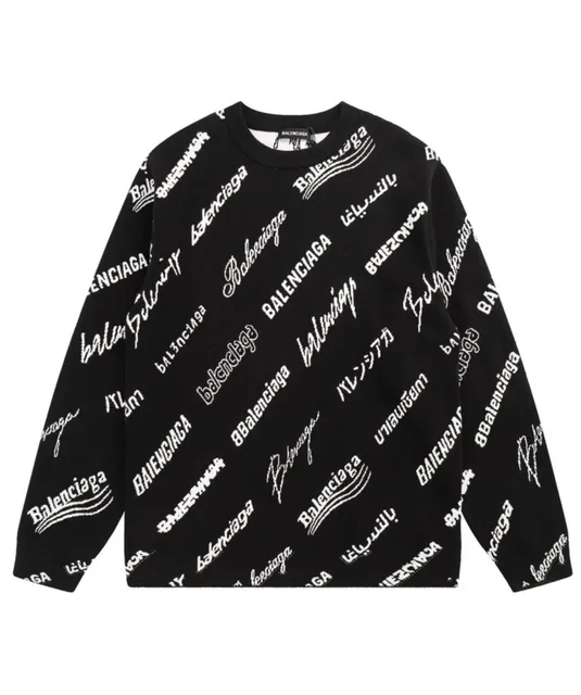 Balenciaga Logo Knit Sweater All-Over Logo