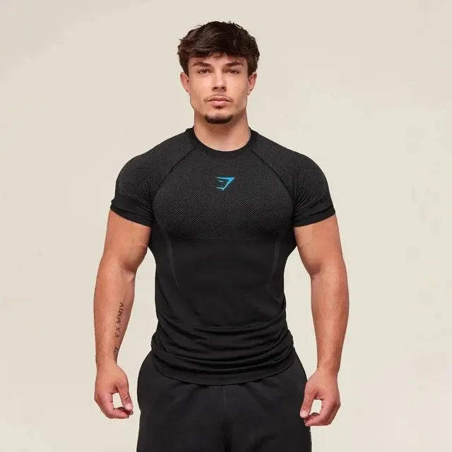 Gymshark Compression T-Shirt Blue Logo