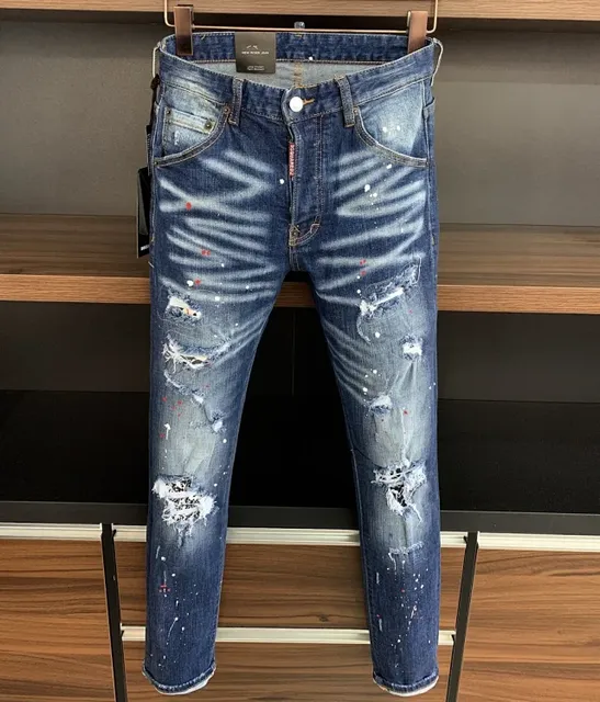 Dsquared2 Distressed Slim Fit Jeans Paint-Splatter Wash