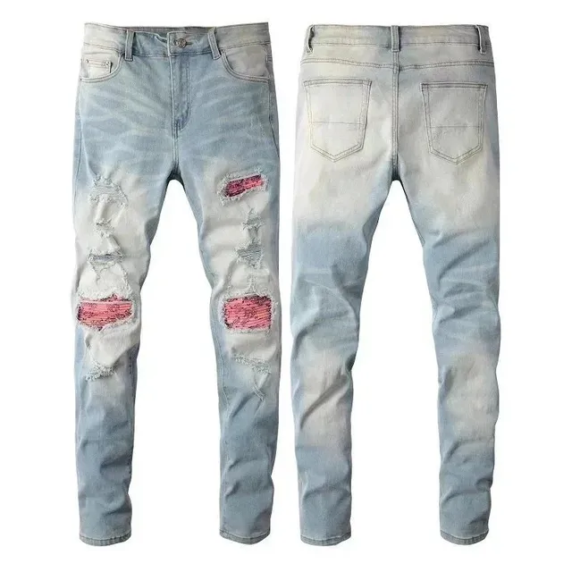 Levi's 501 Skinny Distressed with Pink Patch