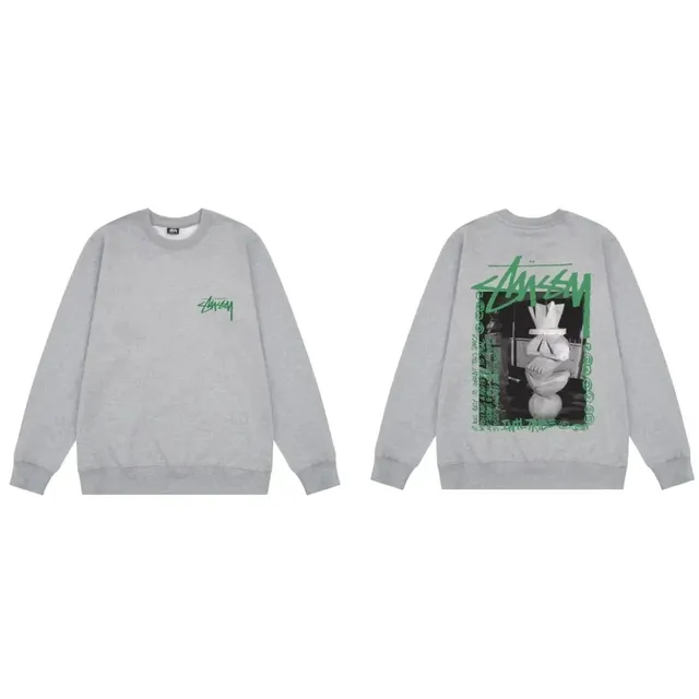 Stüssy Crewneck Sweatshirt Green Logo Print