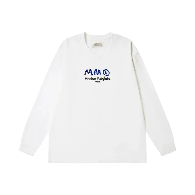 Maison Margiela Long-Sleeve Tee Blue Logo Print