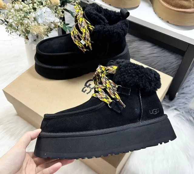 UGG Mini Platform Black with Yellow Laces