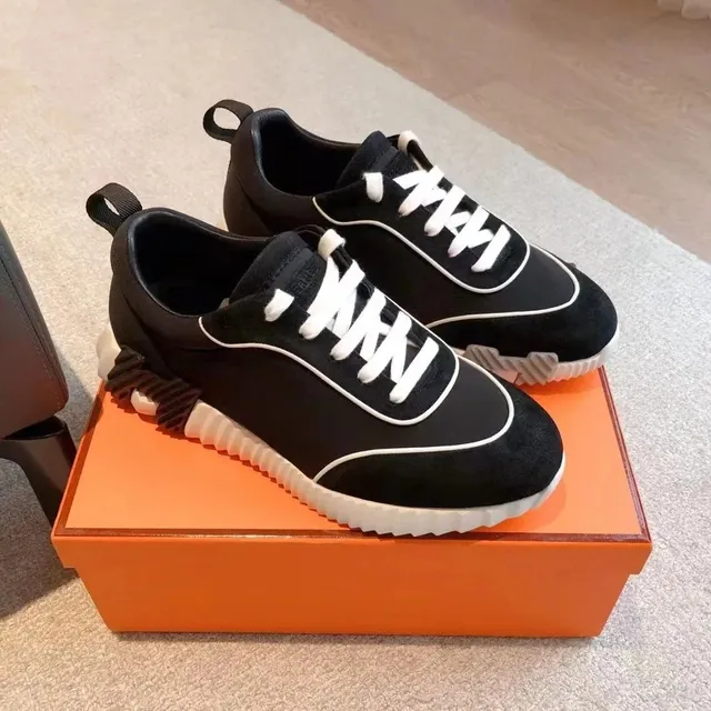 Hermès Oran Sneaker Black Suede with White Accents
