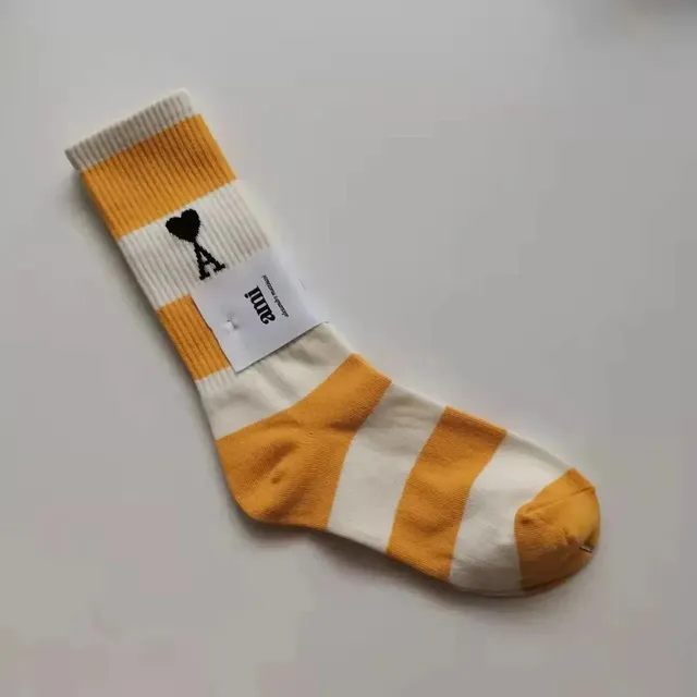AMI Paris Crew Sock Striped with Heart Logo
