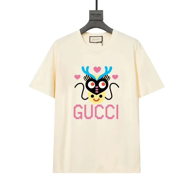 Gucci × Saint Laurent Graphic T-Shirt Pixel Logo Dragon Print