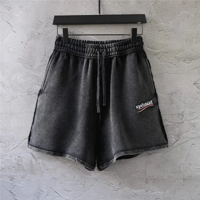 Balenciaga Logo-Embroidered Shorts Washed Black