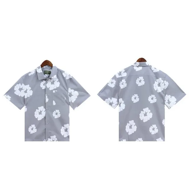 Short-Sleeve Button-Up Shirt Floral Print