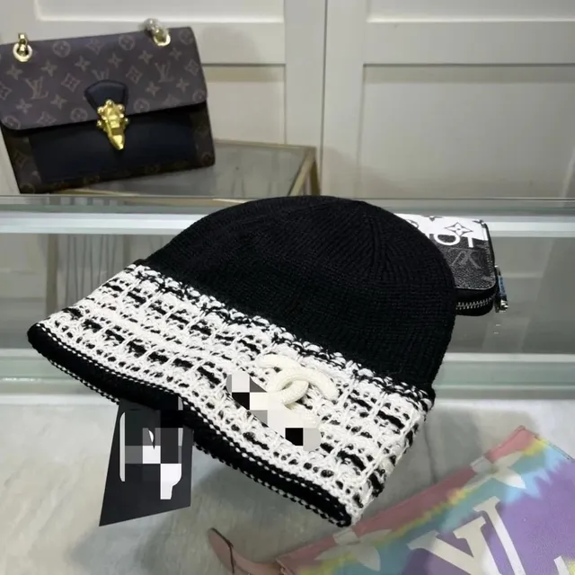 Chanel Knit Beanie Tweed-Trimmed
