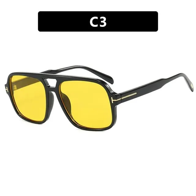 Tom Ford Aviator Sunglasses Black Frame Yellow Lens