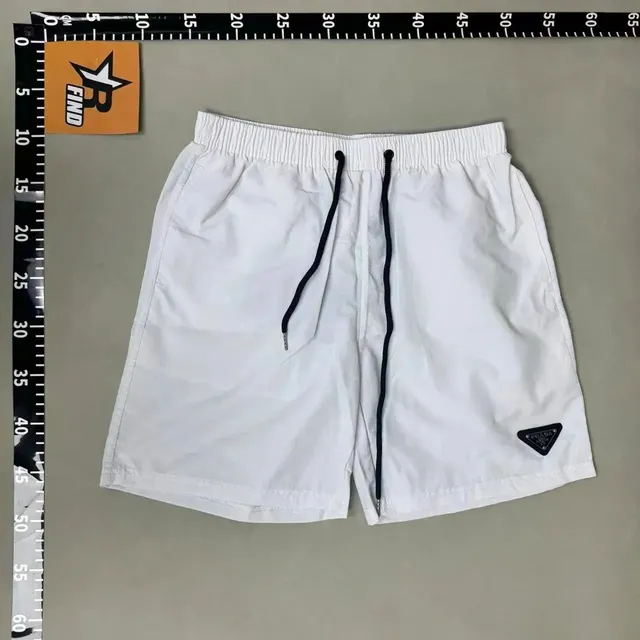Prada Logo Patch Shorts White with Black Triangle Logo