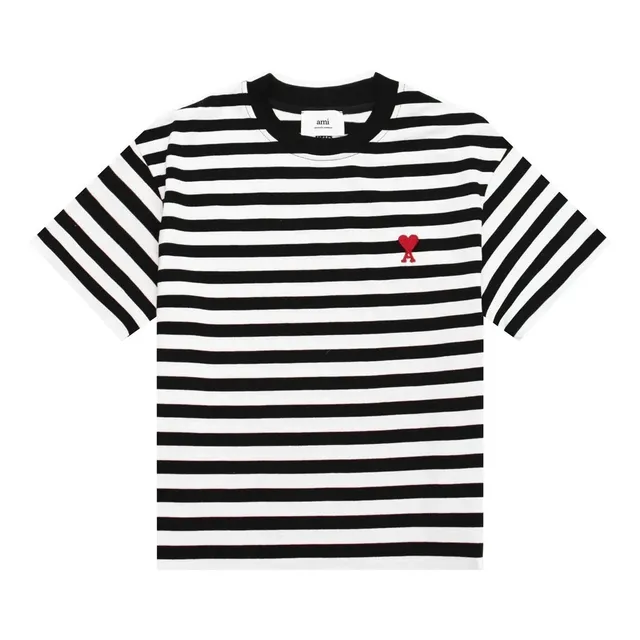 AMI Paris Striped T-Shirt Heart Logo