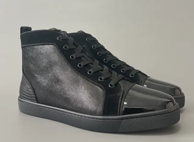 Christian Louboutin Louis Junior Black Patent & Suede