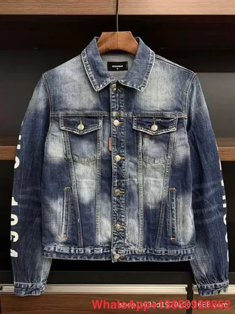 Dsquared2 Denim Jacket Distressed Logo Sleeve