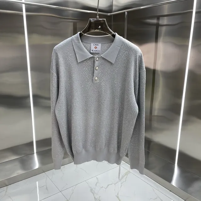 Casablanca Polo Sweater Crystal-Embellished